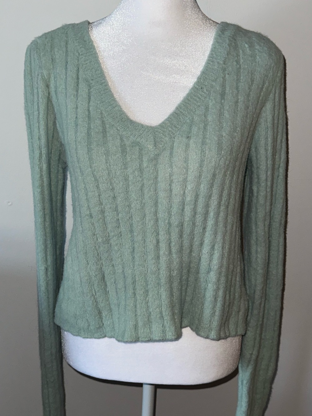 Cozy Warm Knit Essential Stylish Sweater in Sage Green/Mint - Picture 2 of 3